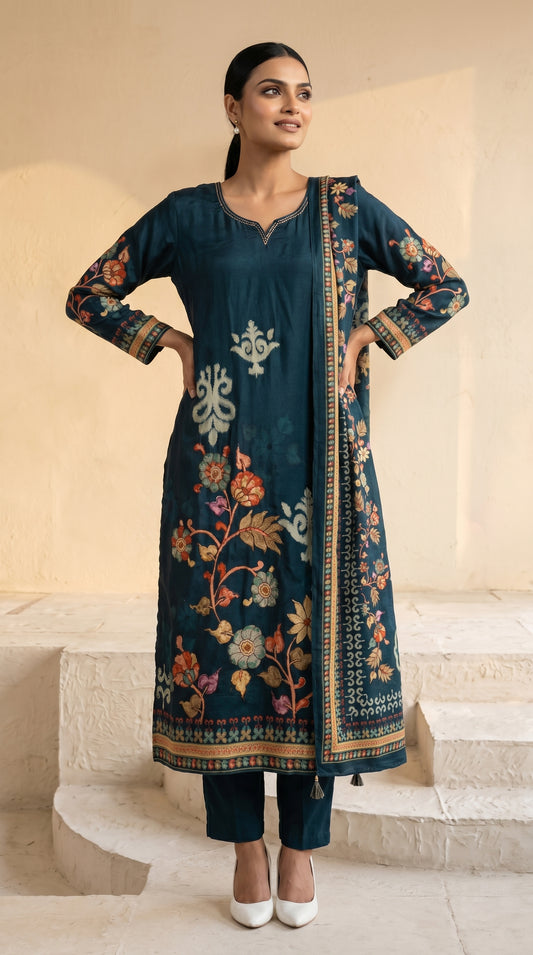 Deep Teal Blue Salwar Suit Set