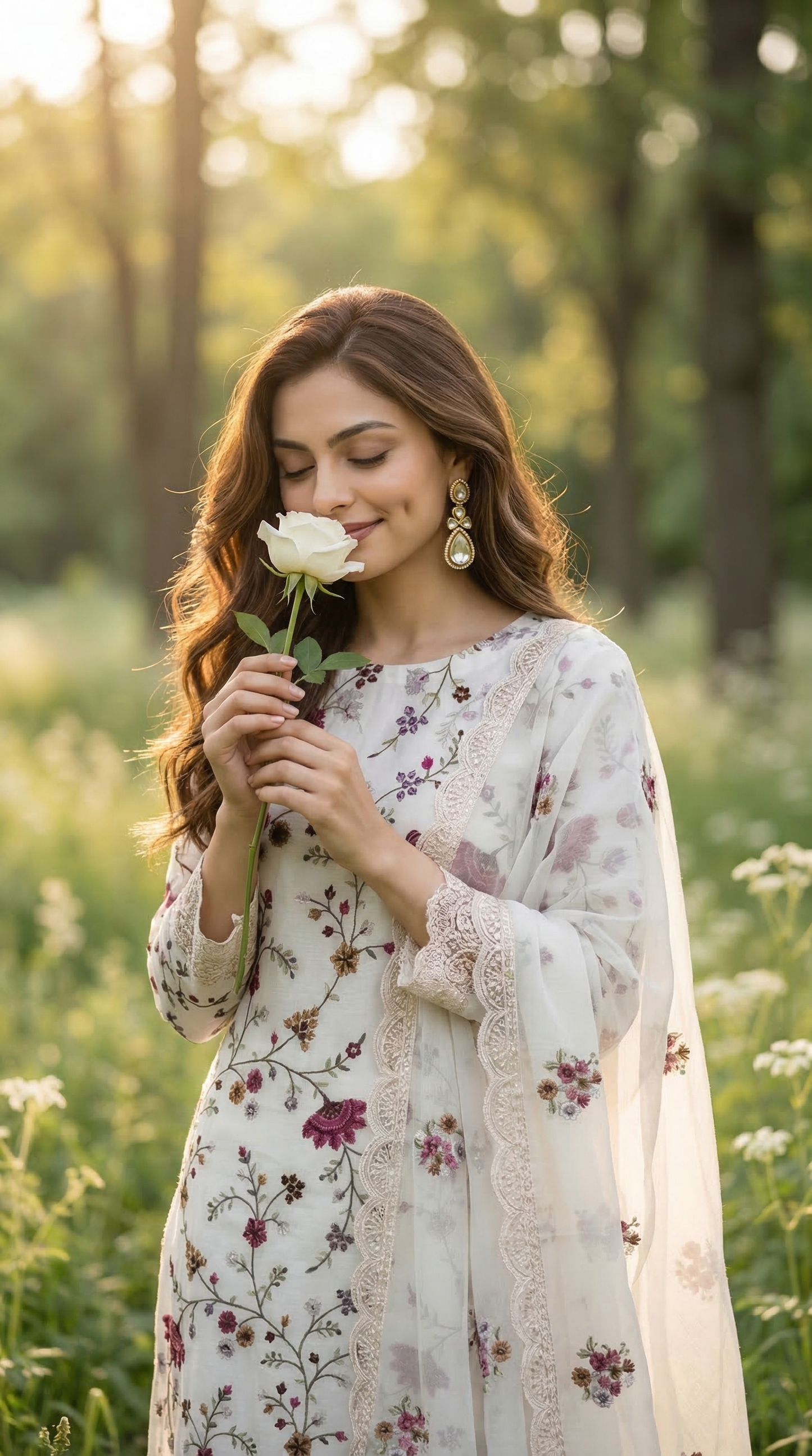Off White Mul Parsi Embroidered Kurta Set with Pitta Work