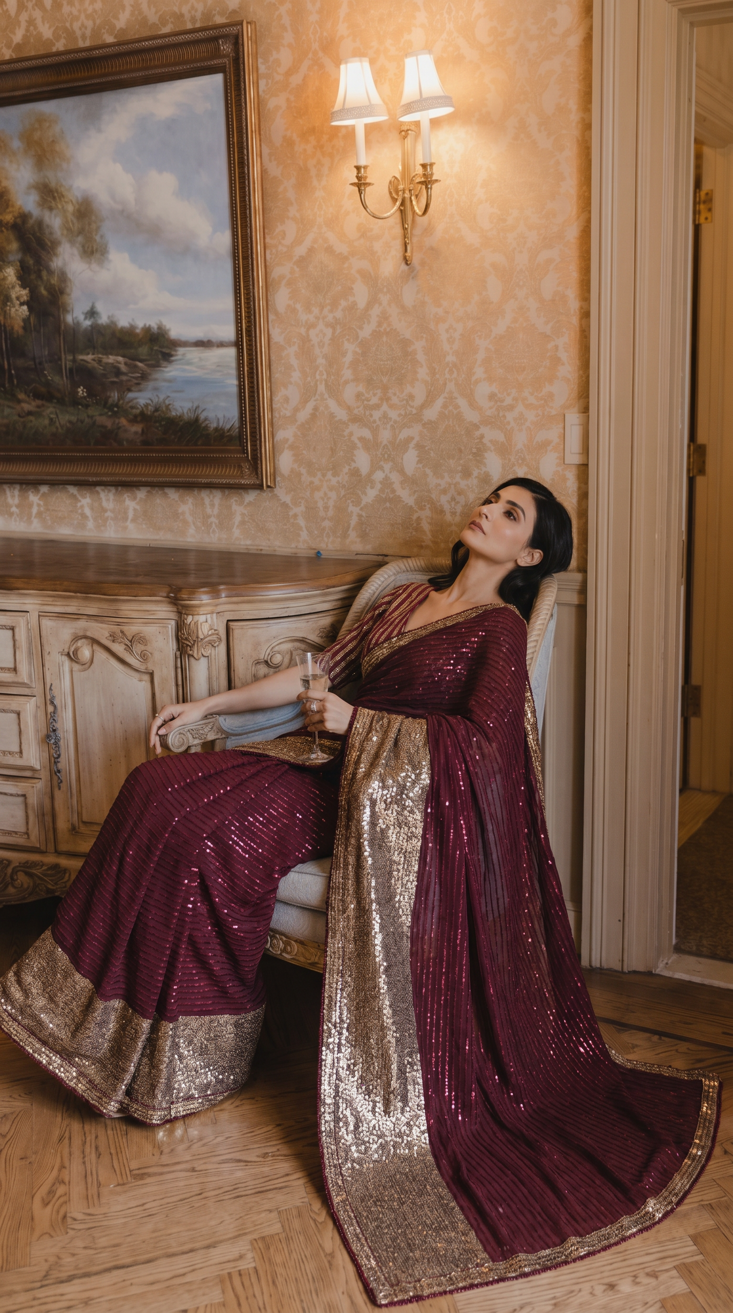 Maroon Georgette Saree