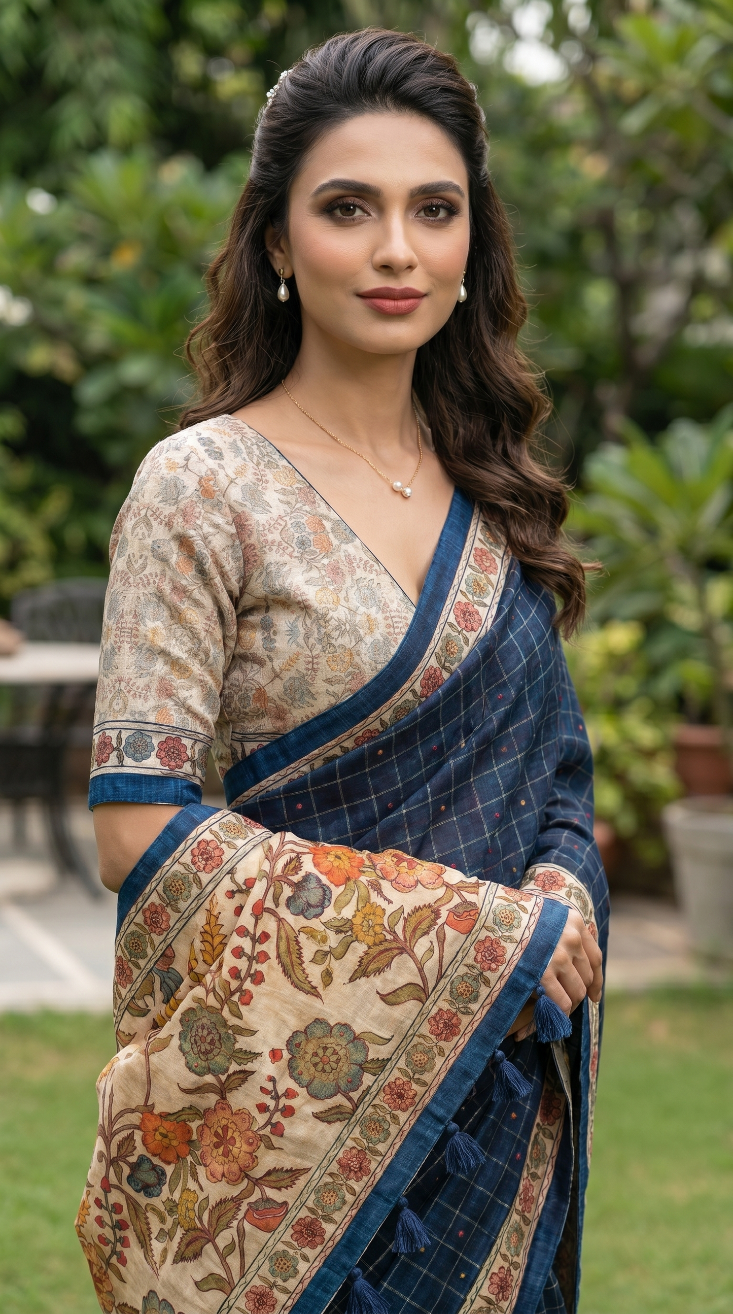 Deep Blue Tussar Silk Saree
