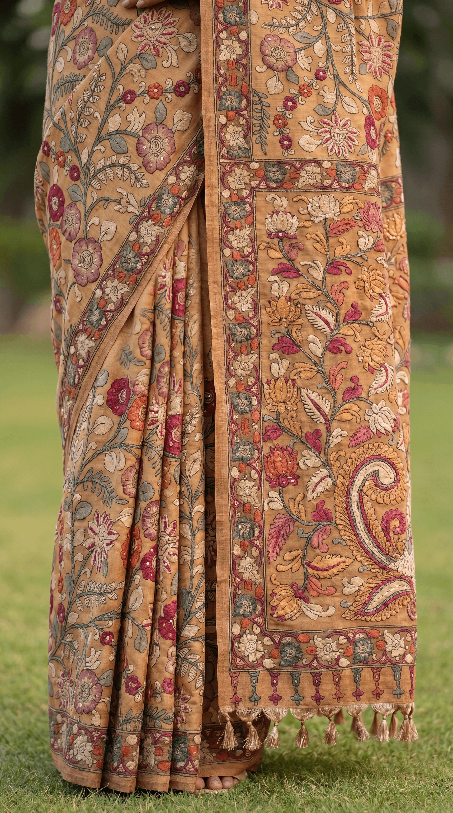 Brick Brown Tussar Silk Saree