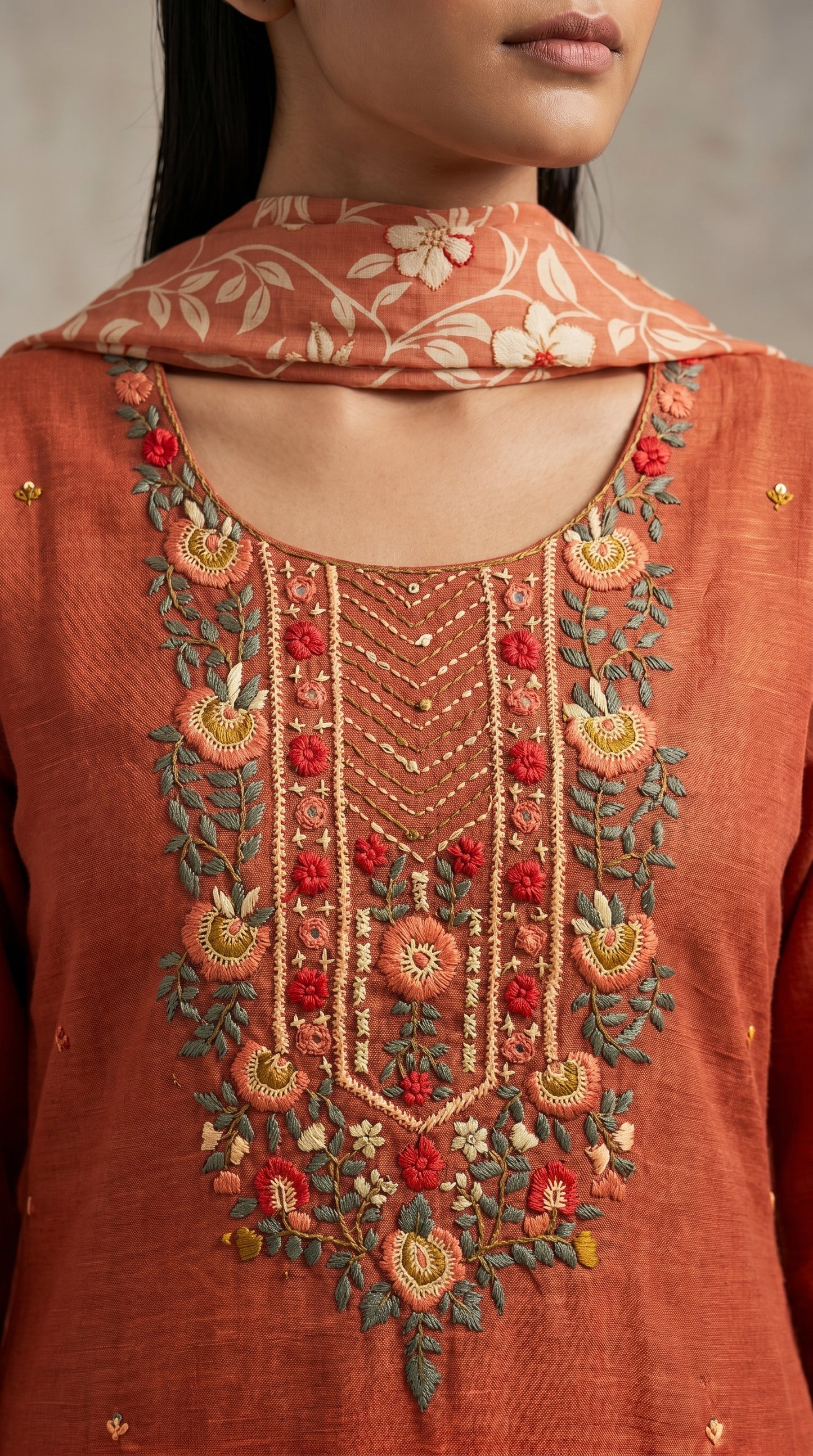 Rust Orange Salwar Suit Set