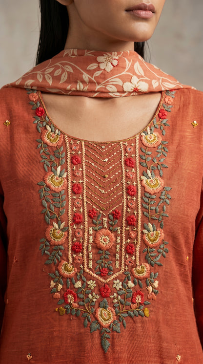 Rust Orange Salwar Suit Set