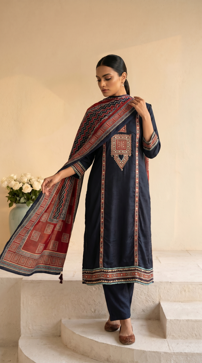 Dark Navy Blue Salwar Suit Set