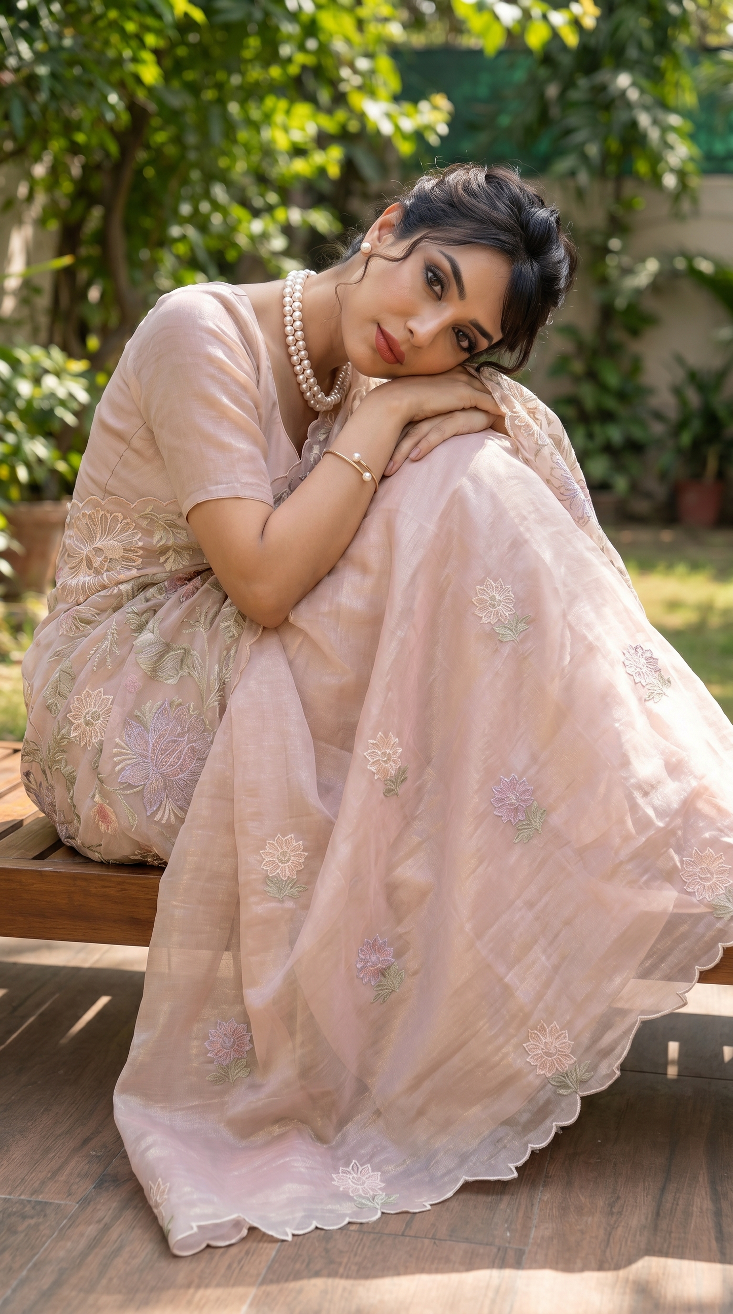 Dusty Rose Sheer Organza Saree