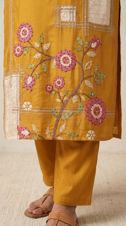 Mustard Yellow Embroidery Salwar Suit Set