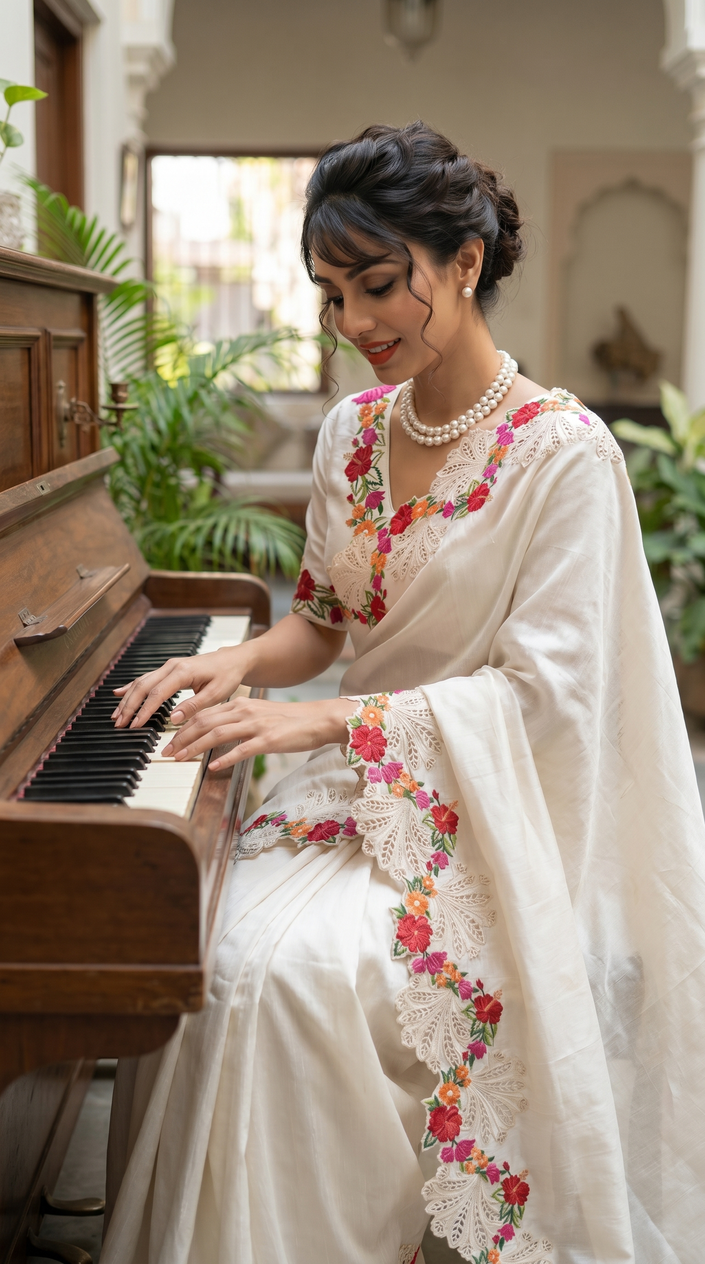 Raw Silk  Ivory Saree