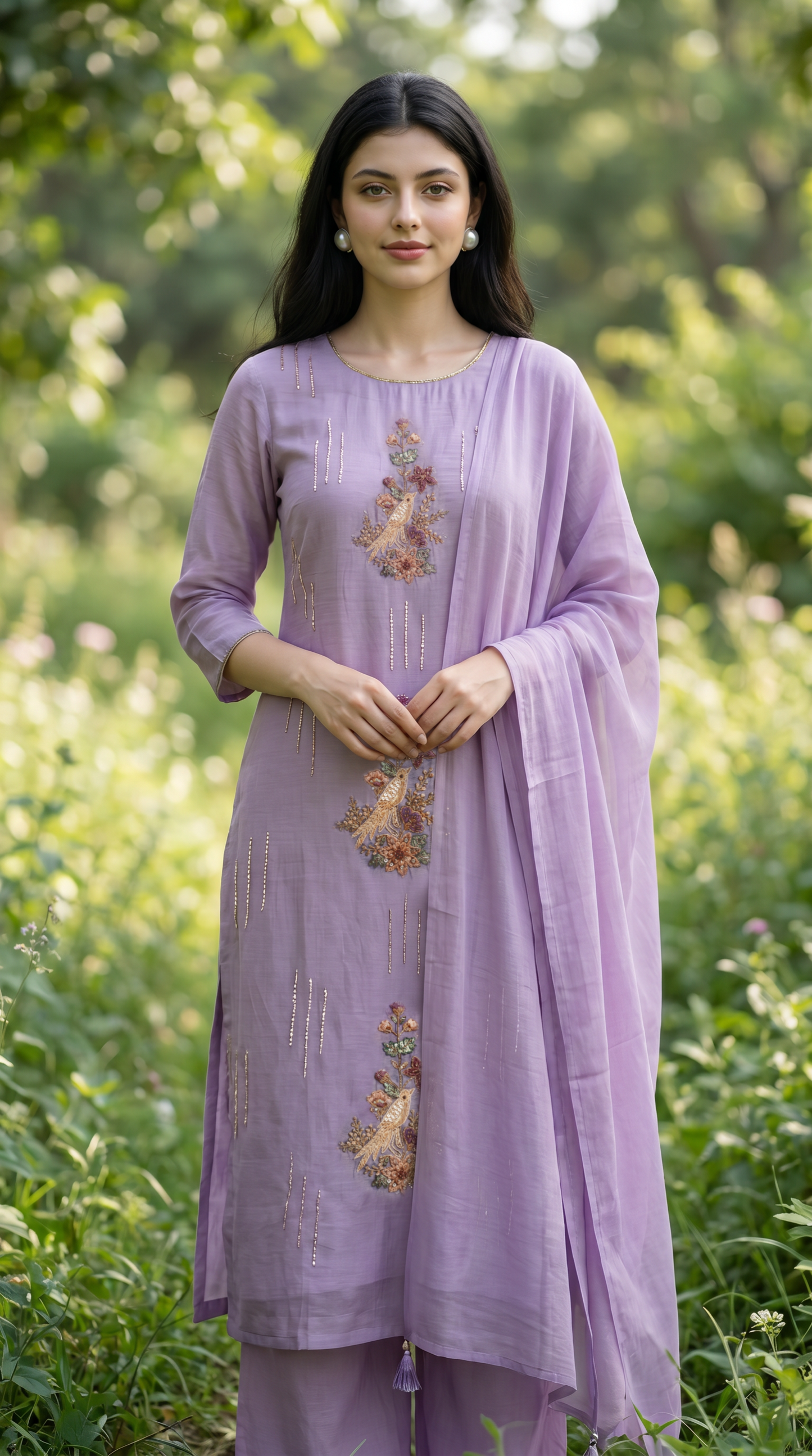  Lavender Mulmul Suit set