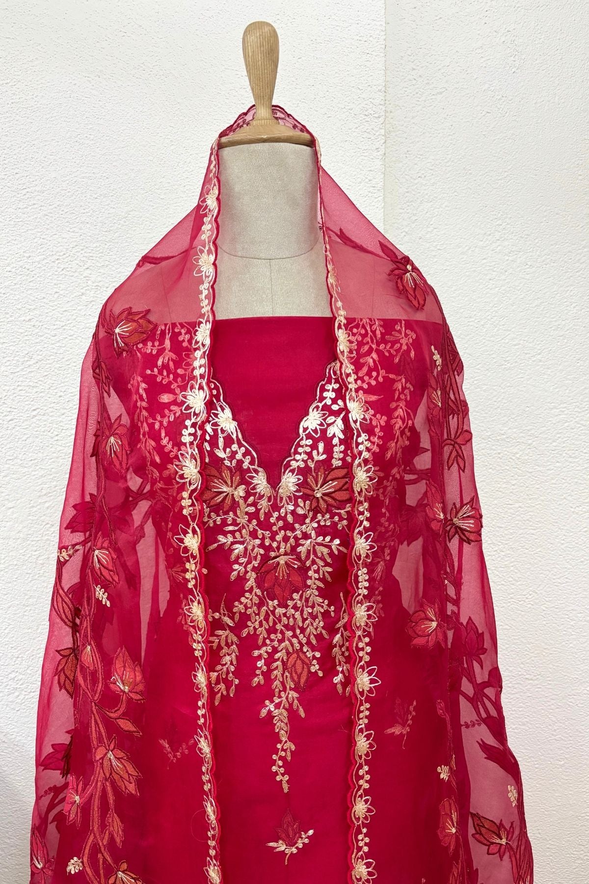 RANI PINK APPLIQUE ORGANZA SUIT