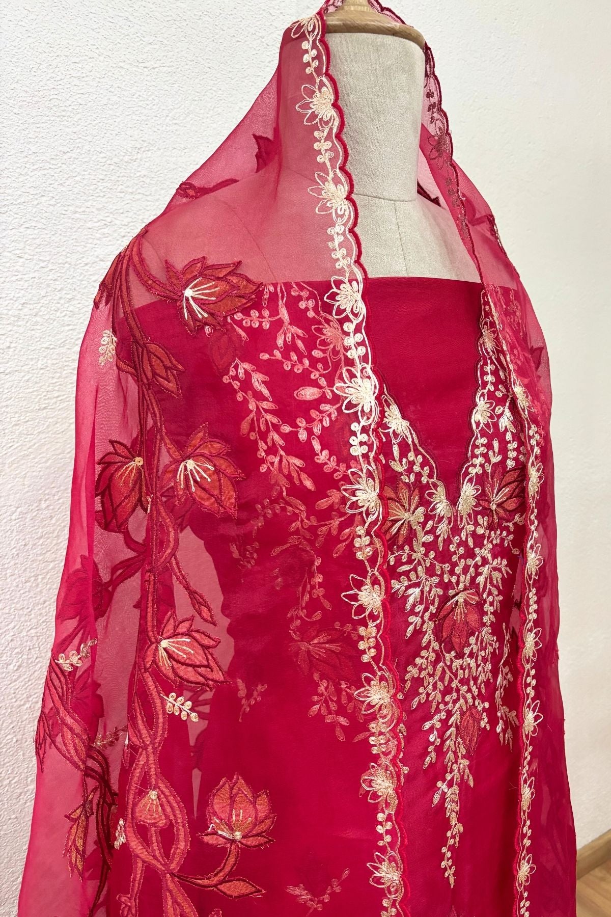 RANI PINK APPLIQUE ORGANZA SUIT