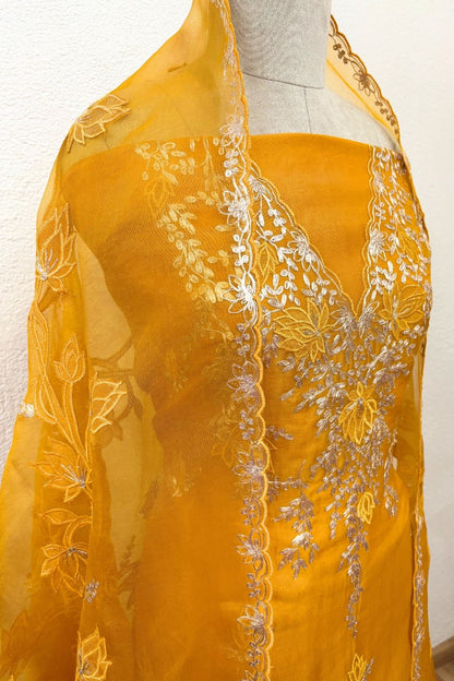 MUSTARD APPLIQUE ORGANZA SUIT