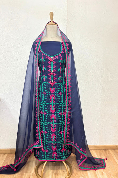 ROYAL BLUE ORGANZA APPLIQUE SUIT