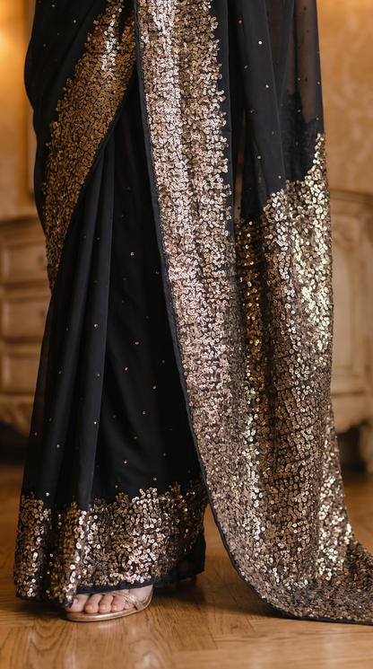 Black Georgette Saree