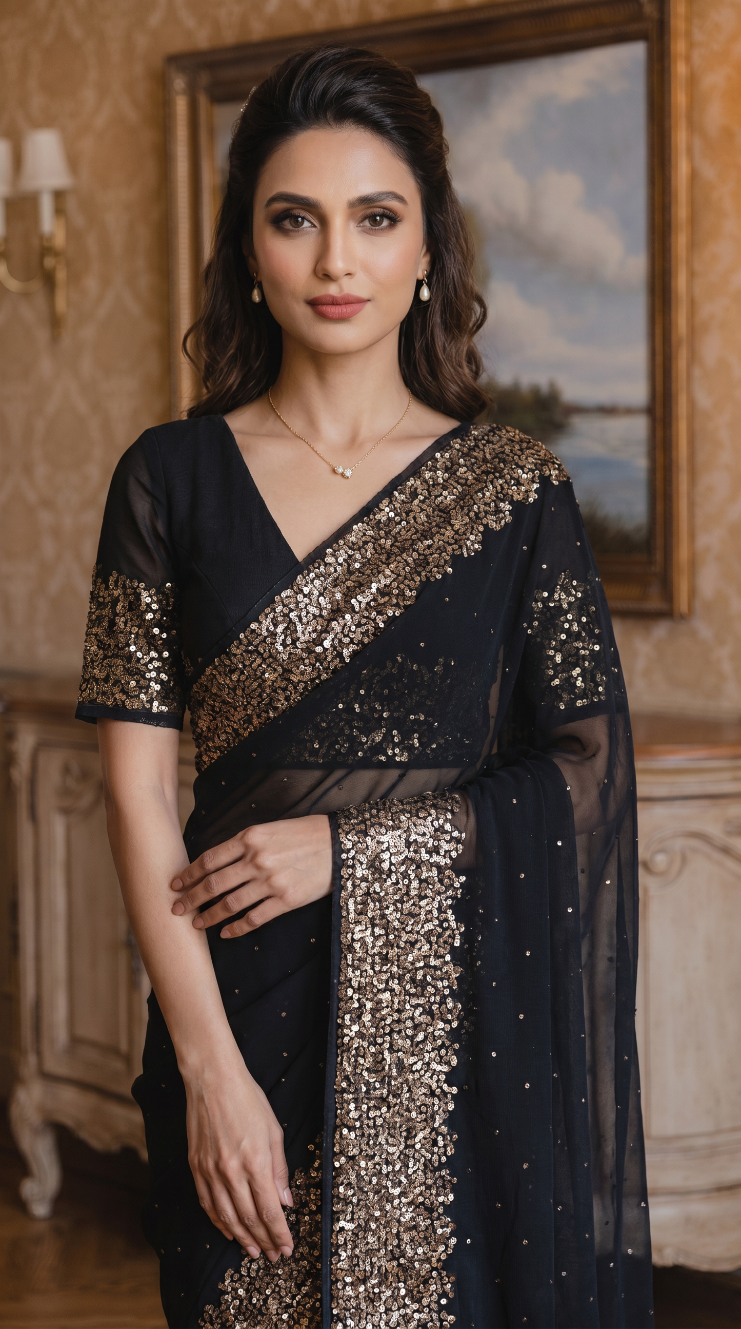 Black Georgette Saree