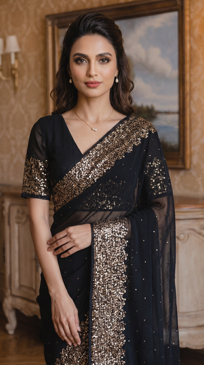 Black Georgette Saree
