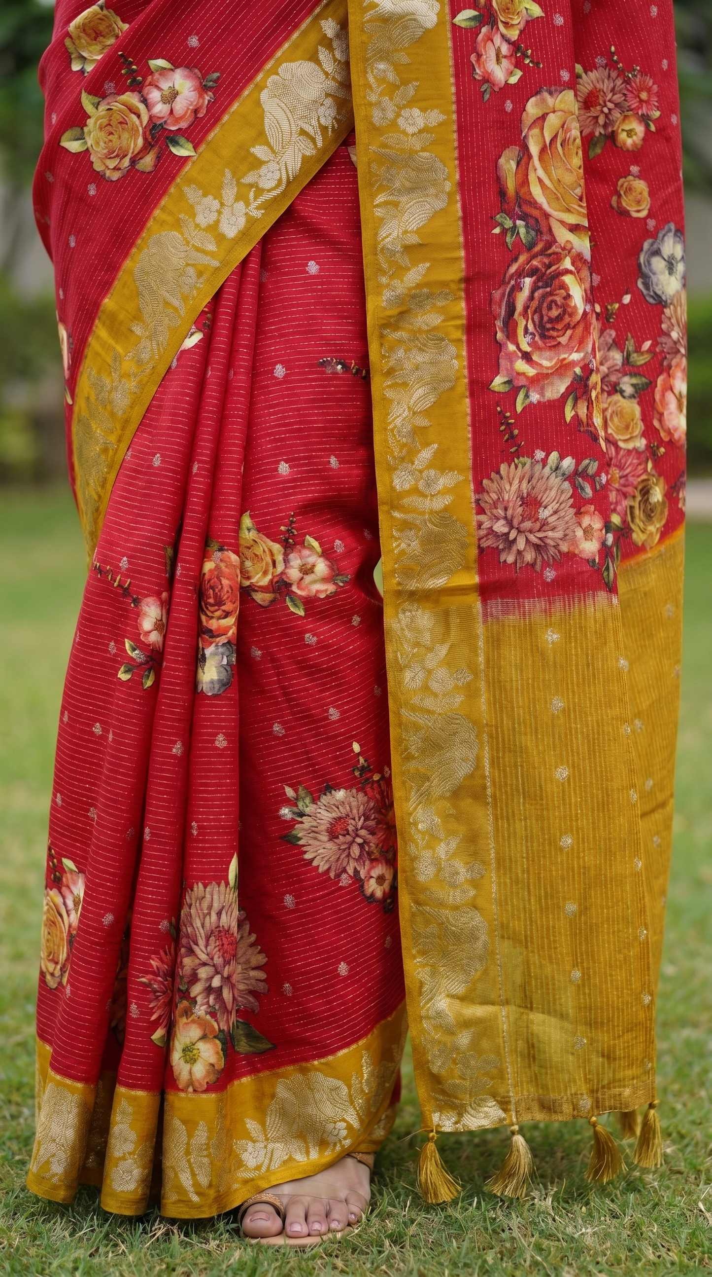 Silk Blend Red Saree