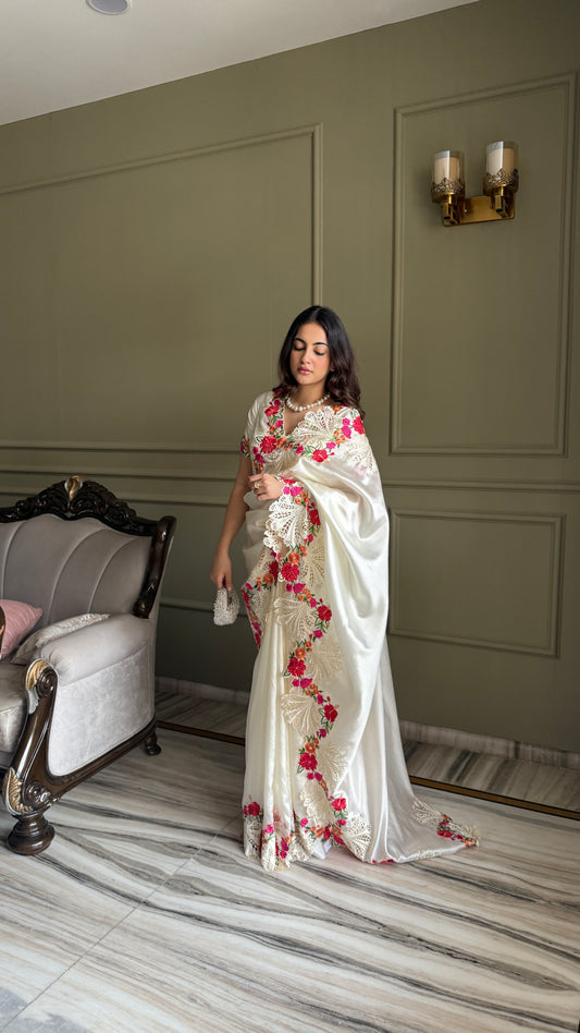 Raw Silk  Ivory Saree