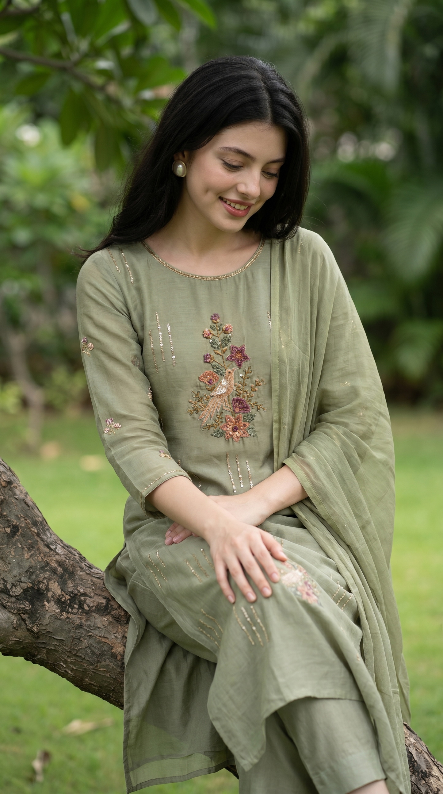  Sage Green  Mulmul Suit set