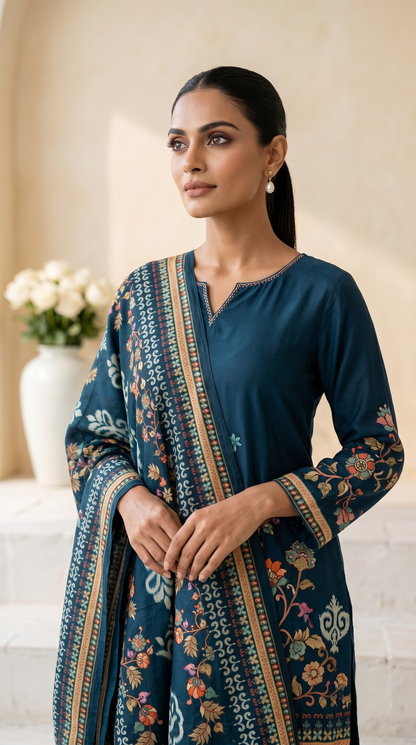 Deep Teal Blue Salwar Suit Set