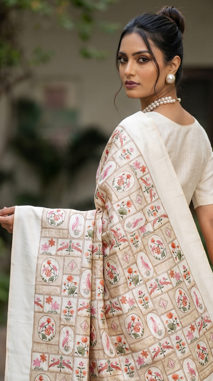 Threadwork Ivory Saree