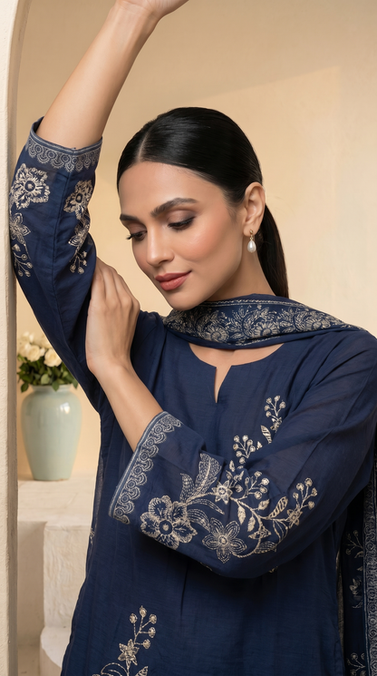 Navy Blue Salwar Suit Set