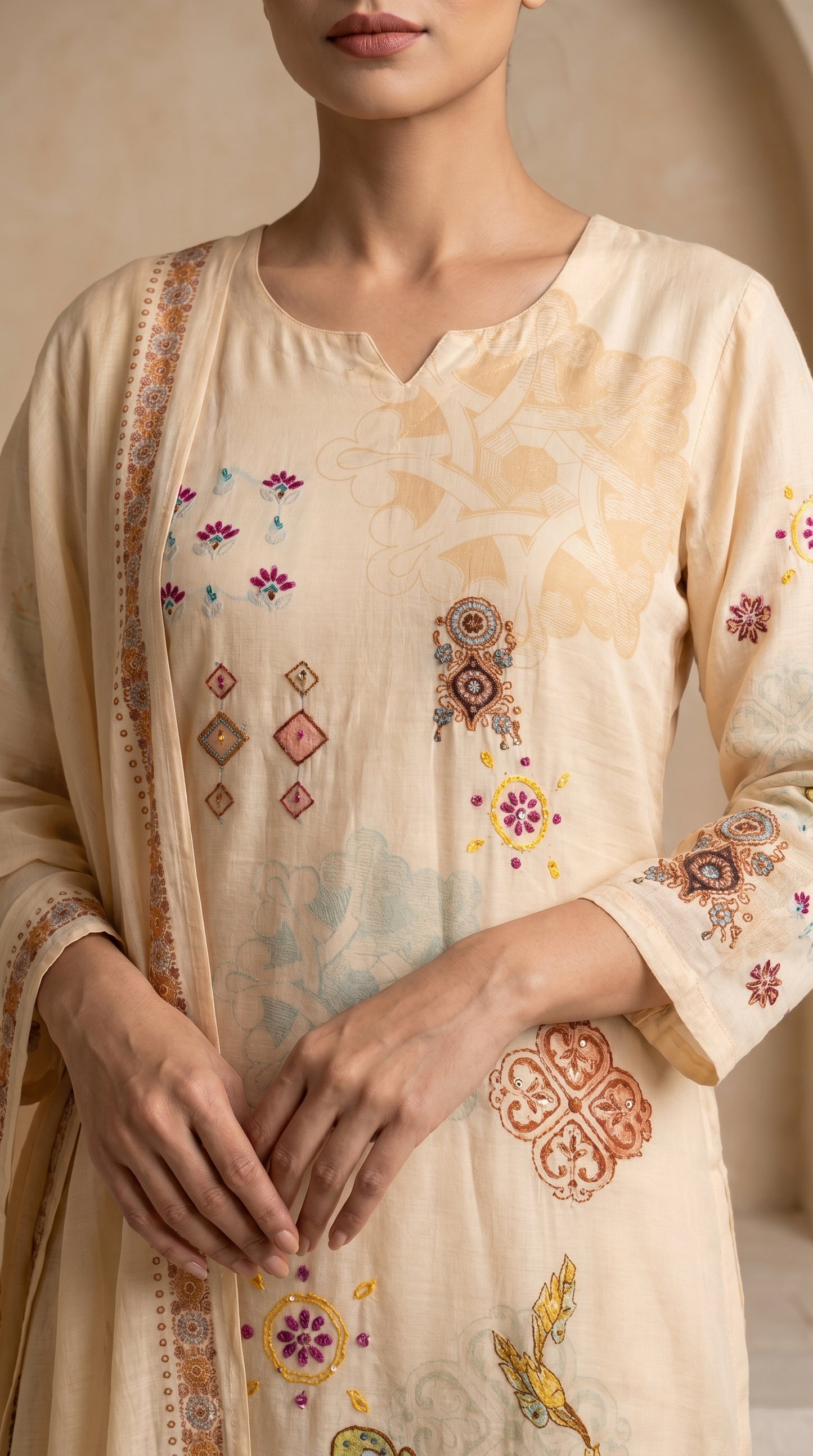 Cream colour Salwar Suit Set