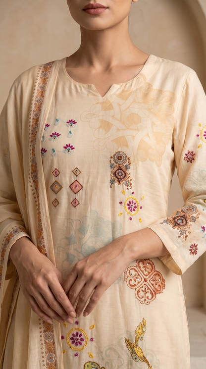 Cream colour Salwar Suit Set