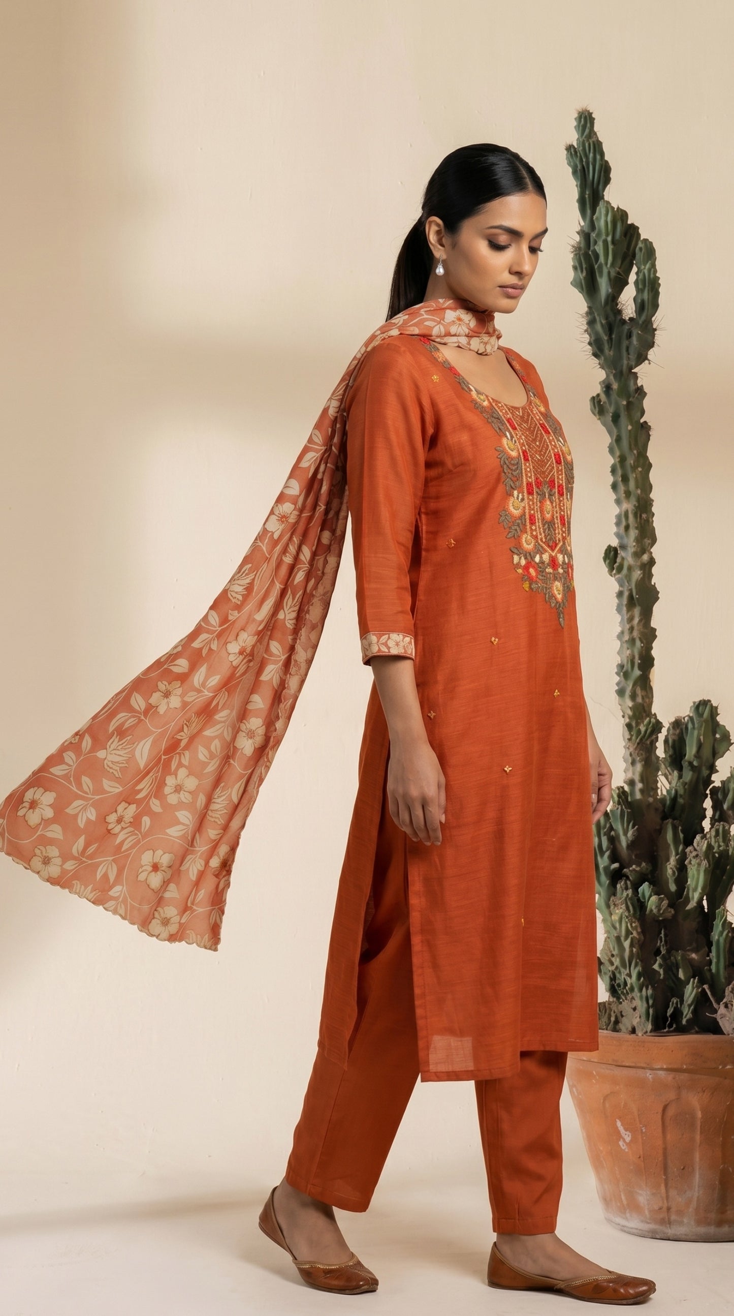Rust Orange Salwar Suit Set