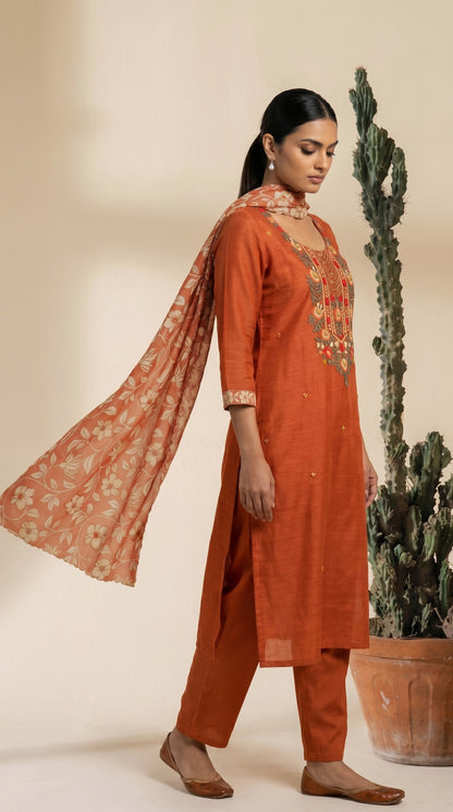 Rust Orange Salwar Suit Set