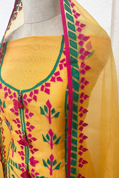 MUSTARD ORGANZA APPLIQUE SET