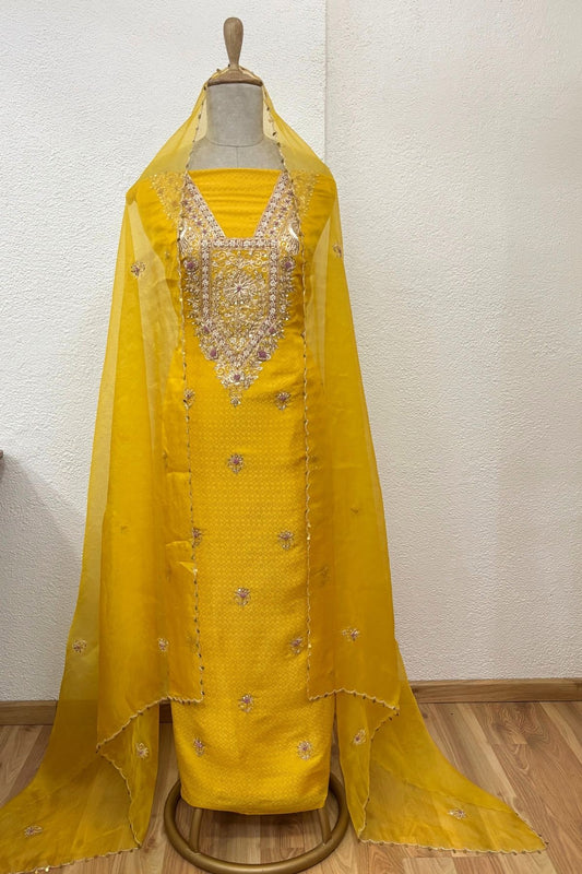 YELLOW JAQUARD TISSUE