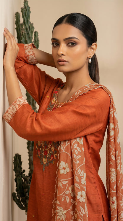 Rust Orange Salwar Suit Set