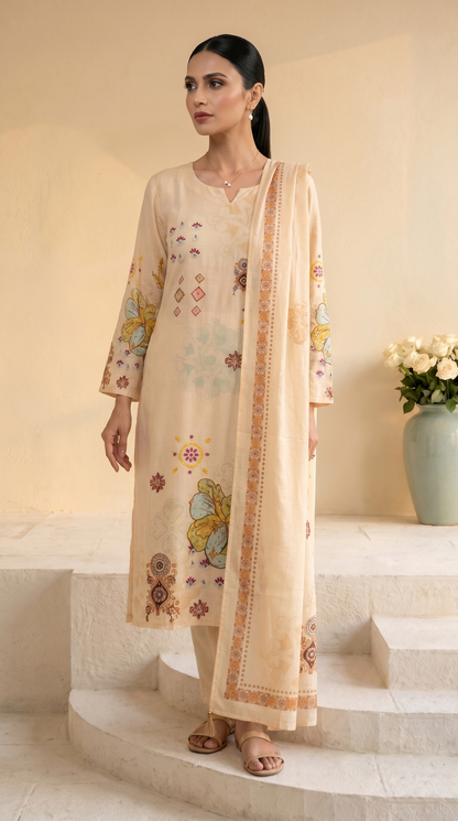 Cream colour Salwar Suit Set