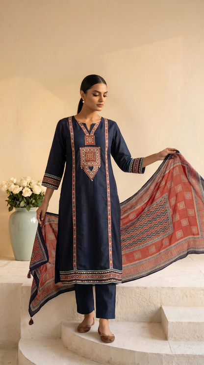 Dark Navy Blue Salwar Suit Set