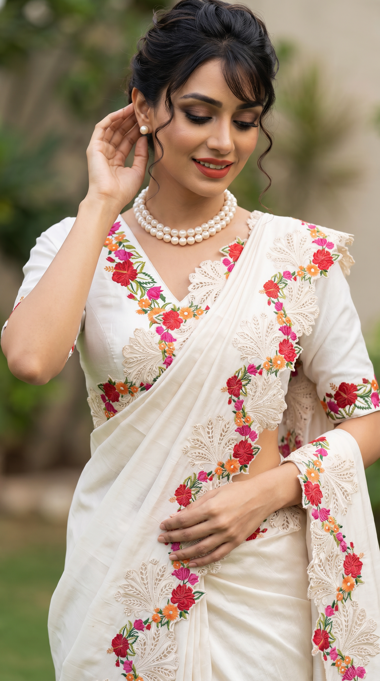 Raw Silk  Ivory Saree