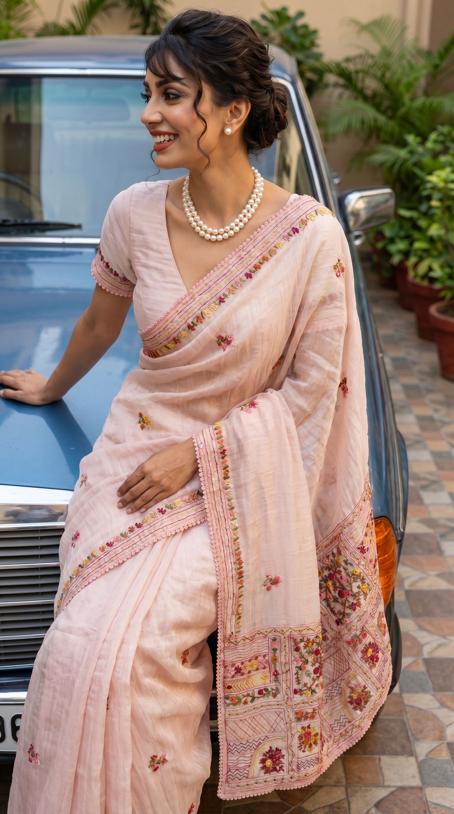 Light Pink Tissue Saree