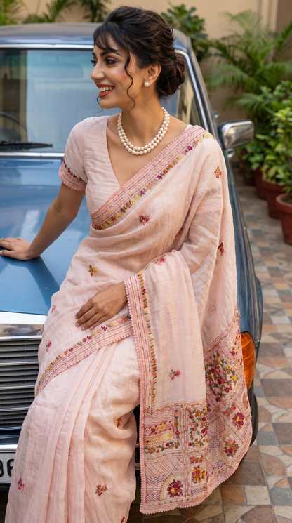 Light Pink Tissue Saree