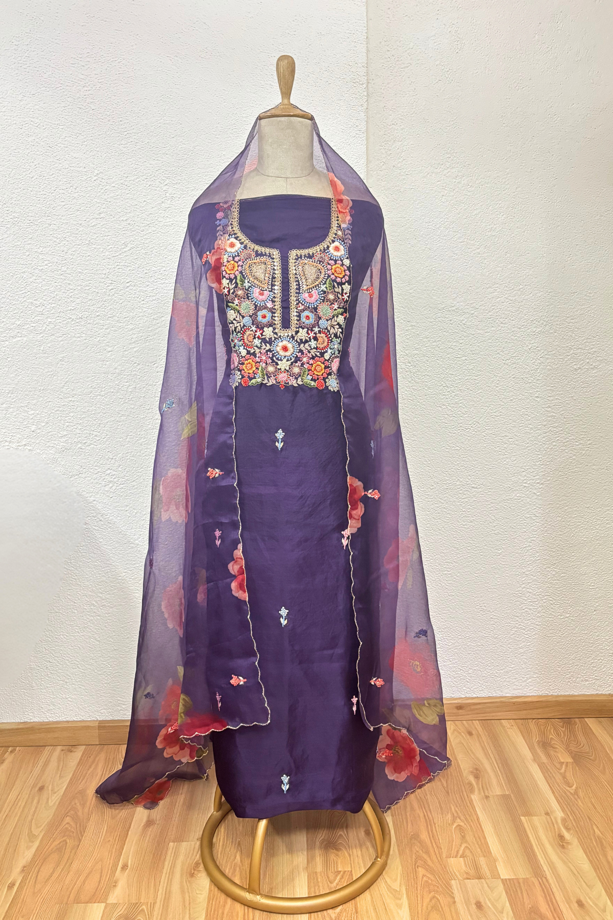 PURPLE PRINTED SUIT SET