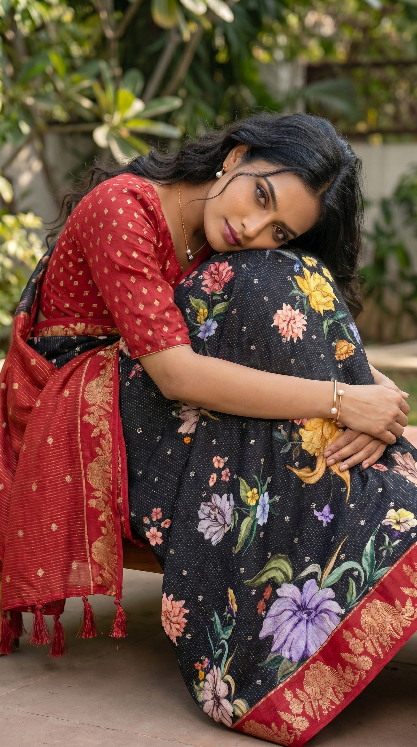 Black Saree With Shimmering Gold
