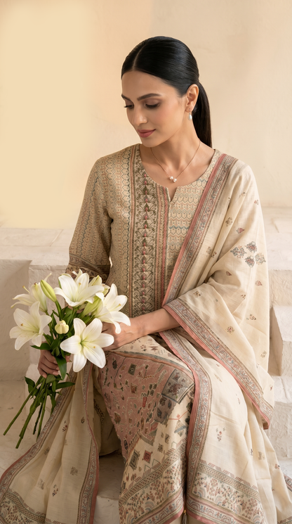 Beige & Cream Salwar Suit Set