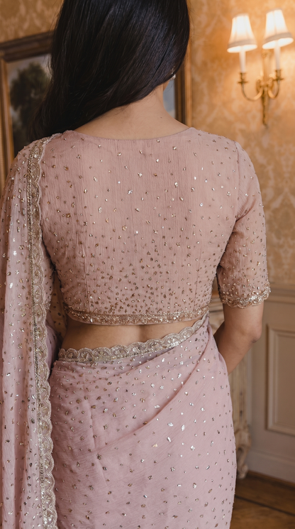 Blush Pink Georgette Saree