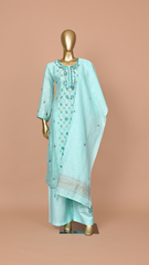 Maya Pale Blue Salwar Suit set with Floral Embroidery