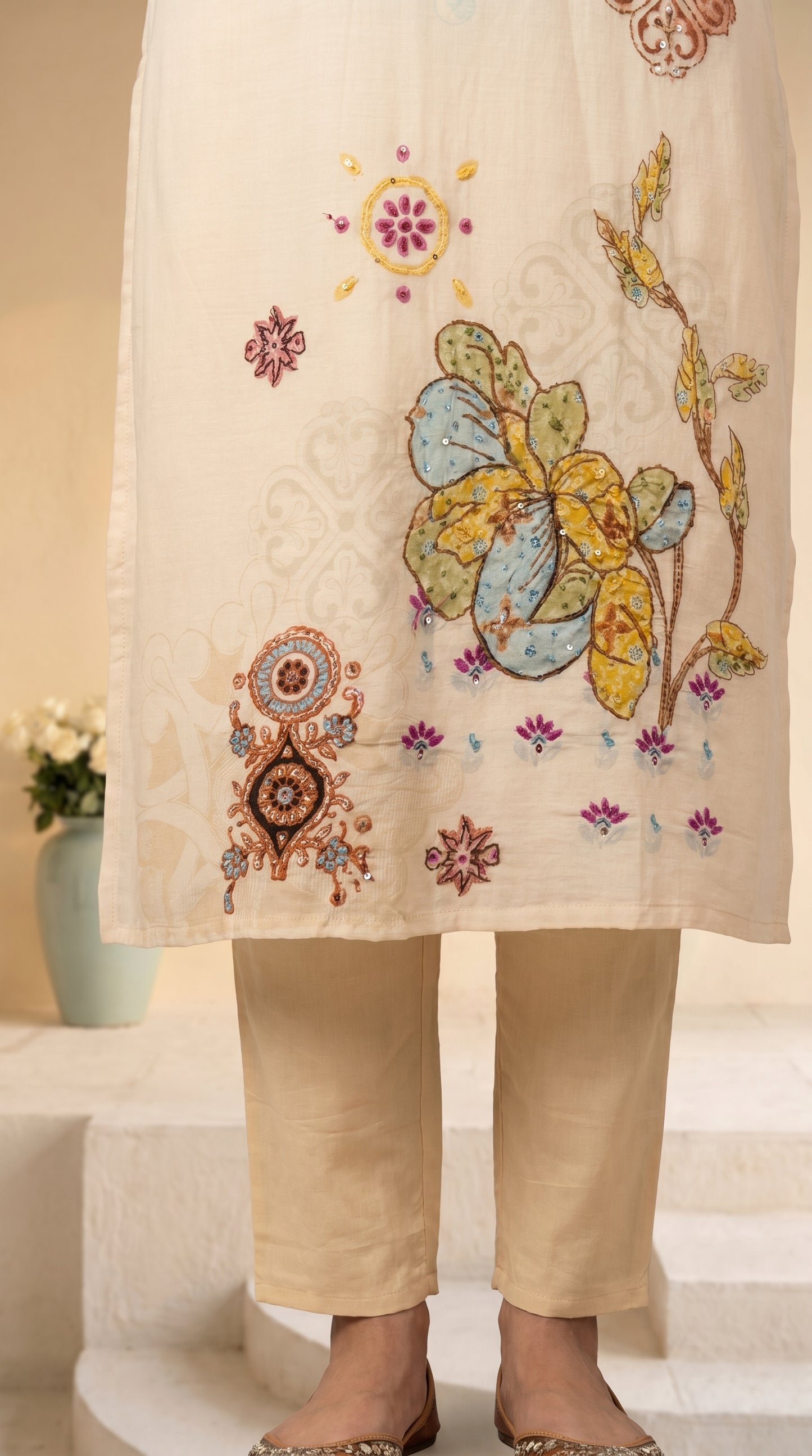 Cream colour Salwar Suit Set