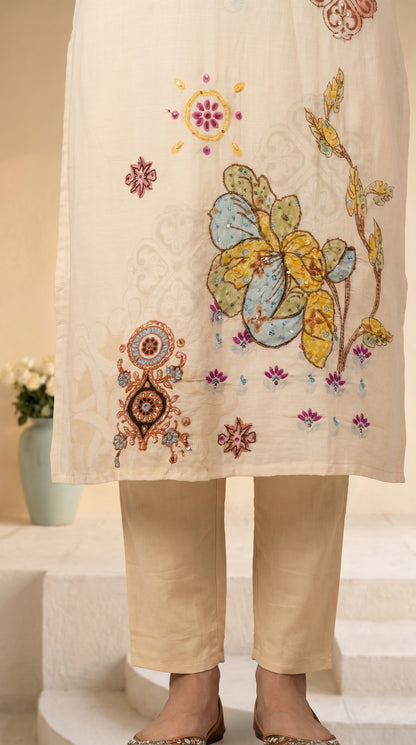 Cream colour Salwar Suit Set