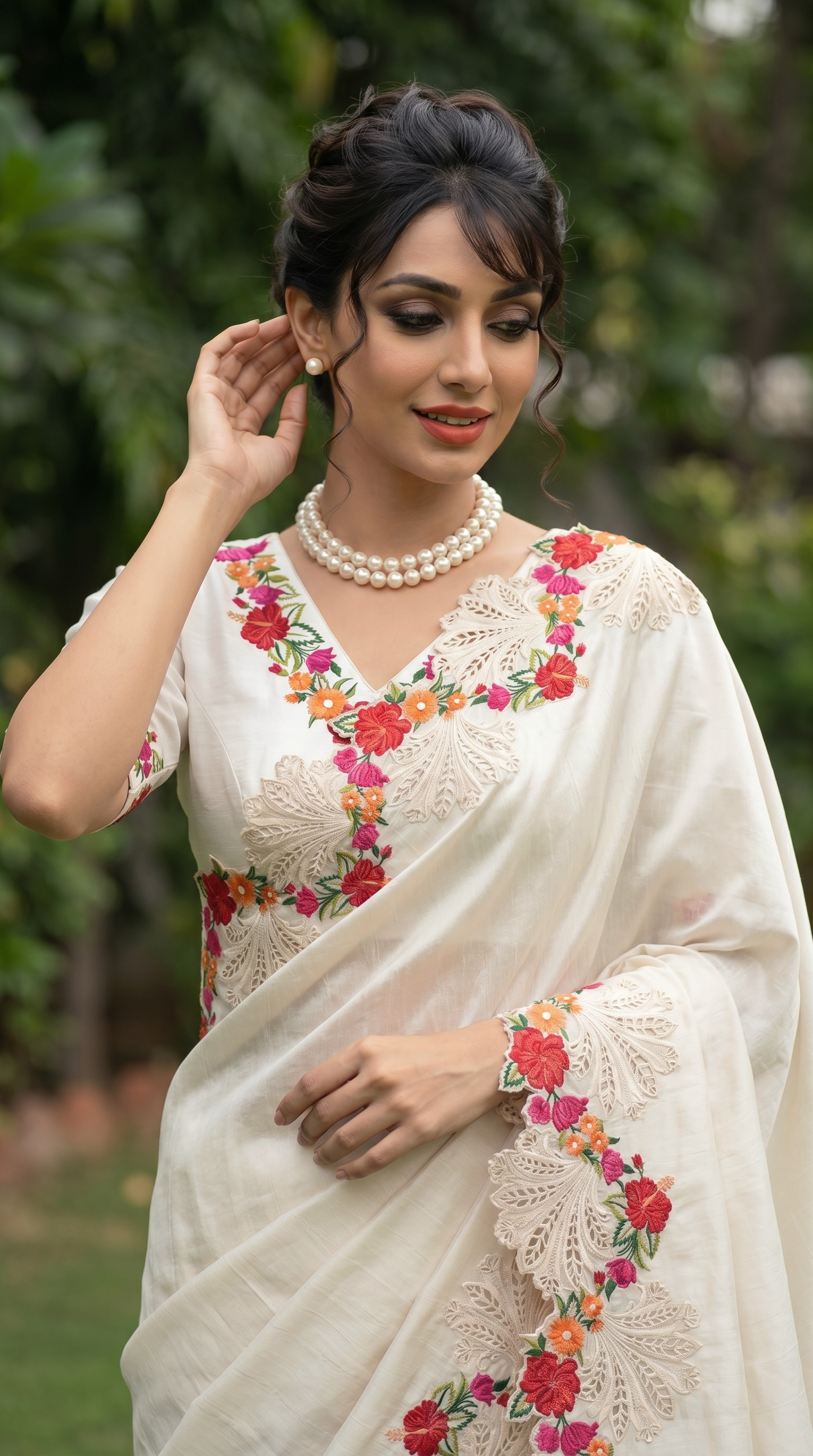 Raw Silk  Ivory Saree