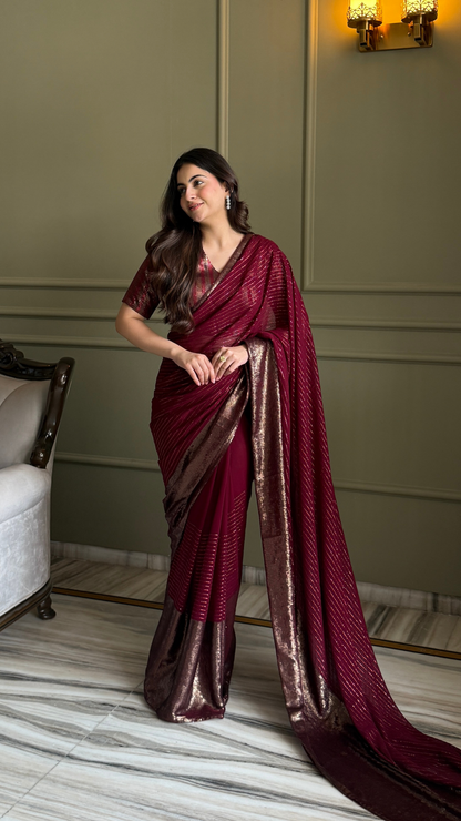 Maroon Georgette Saree