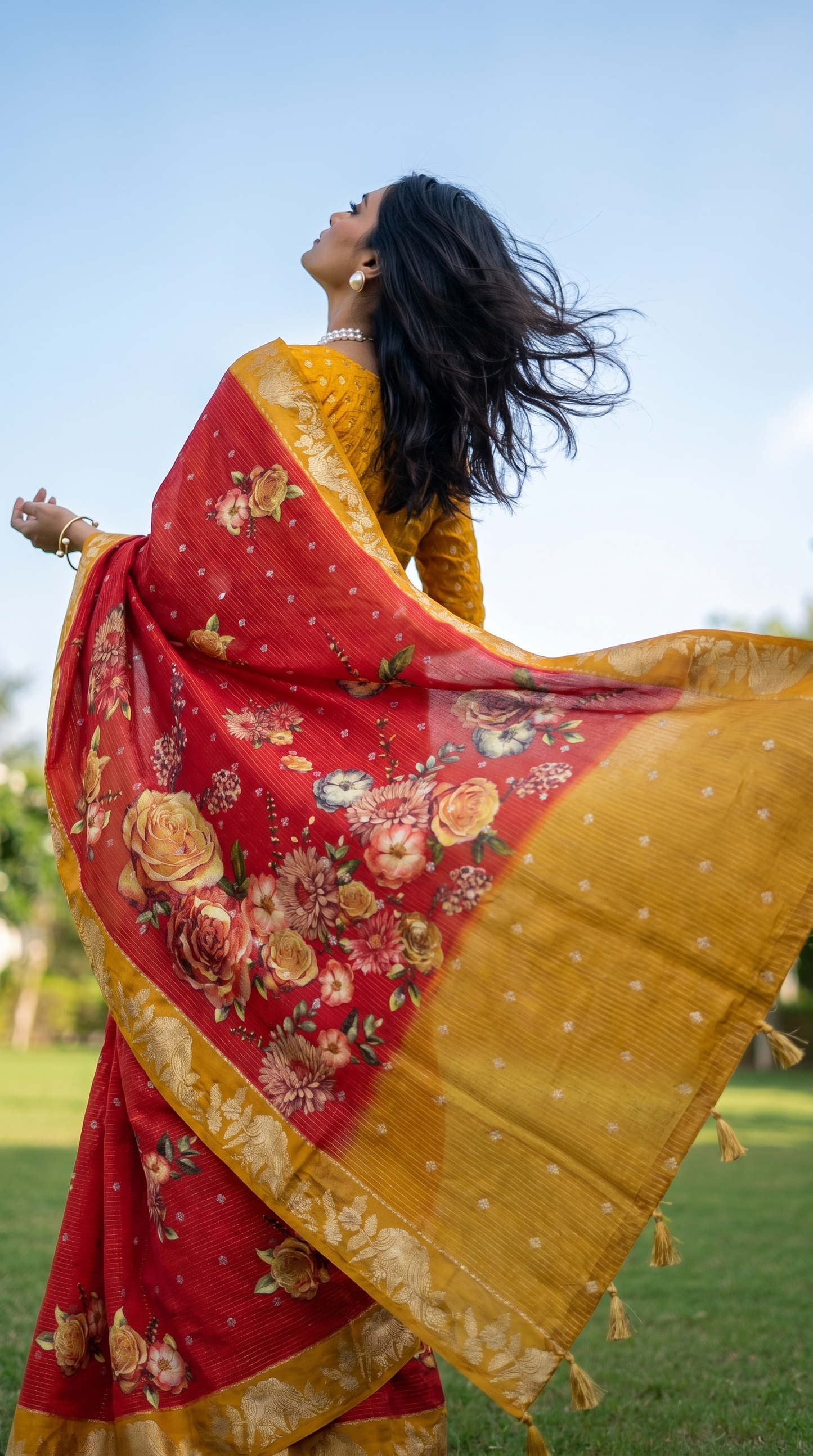 Silk Blend Red Saree