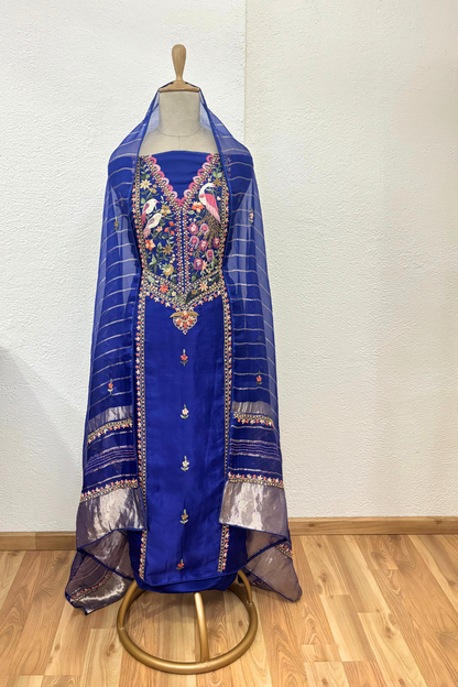 BLUE ORGANZA SUIT SET