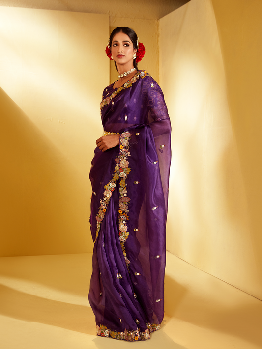 Elinor Mystic Moonlight Purple Organza Saree