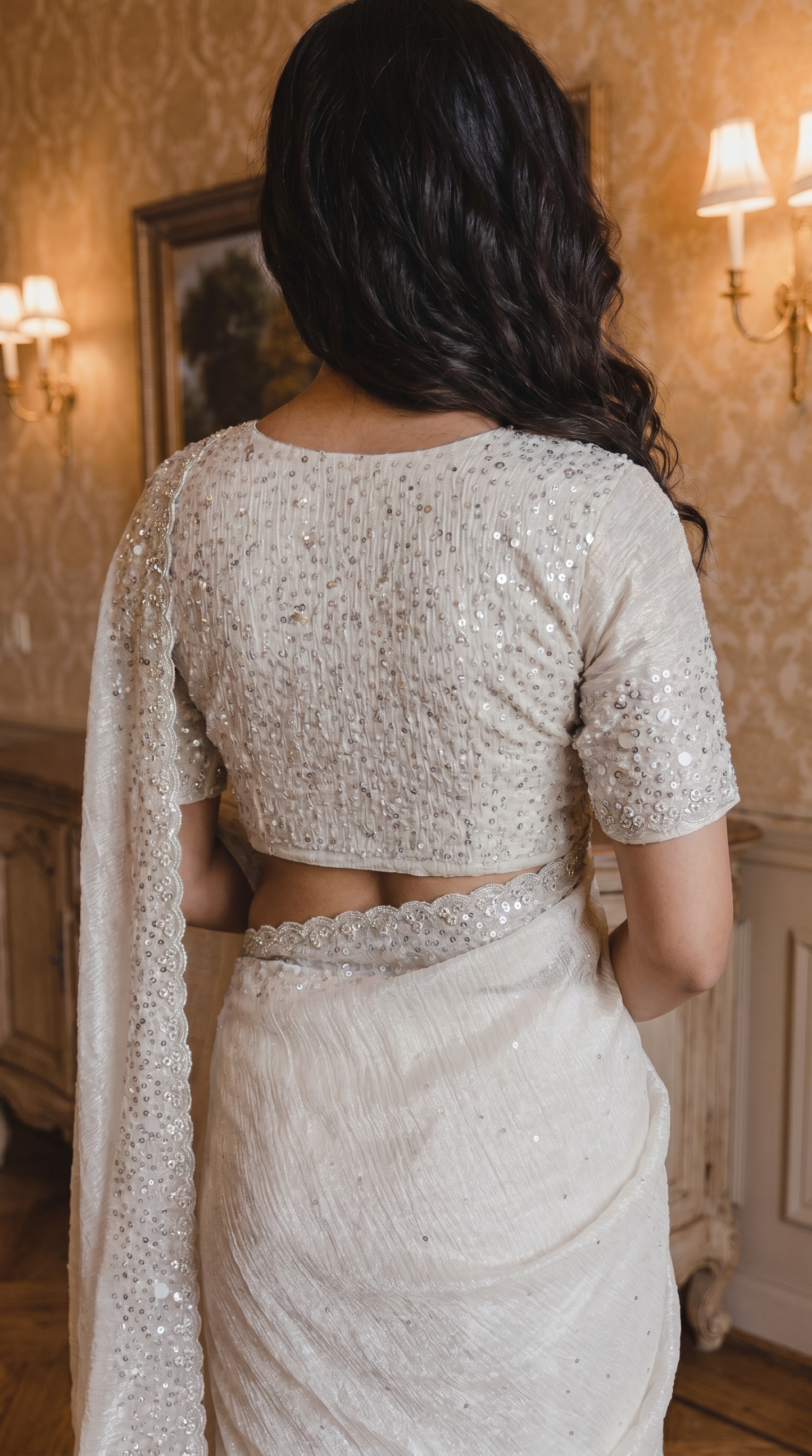 Pristine Ivory Tissue Saree